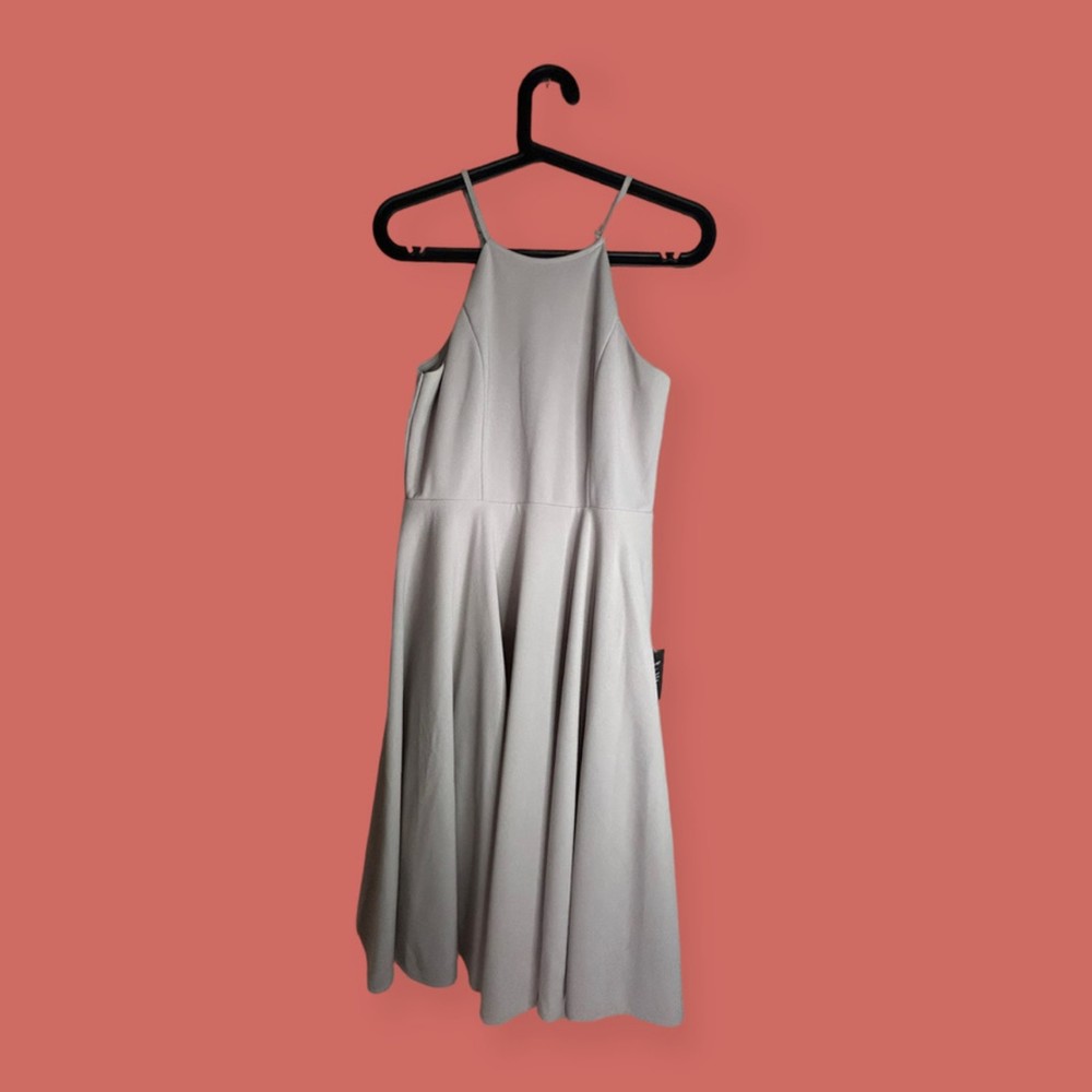 🩶 NWT LULU'S IRRESISTIBLE CHARM GREY MIDI A-LINE FIT & FLARE SZ S SOLD OUT - Picture 6 of 12